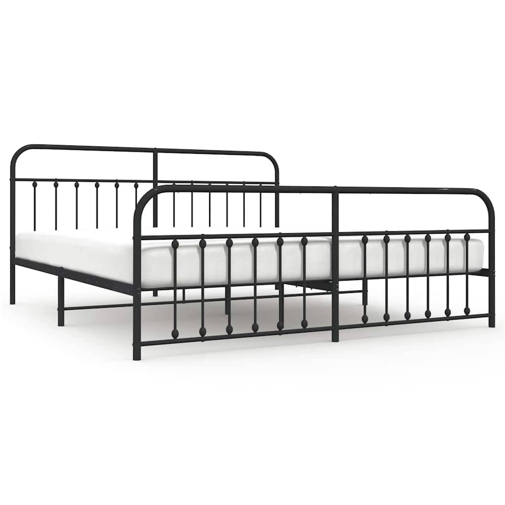 vidaXL Bettgestell mit Kopf- und Fußteil Metall Schwarz 193x203 cm