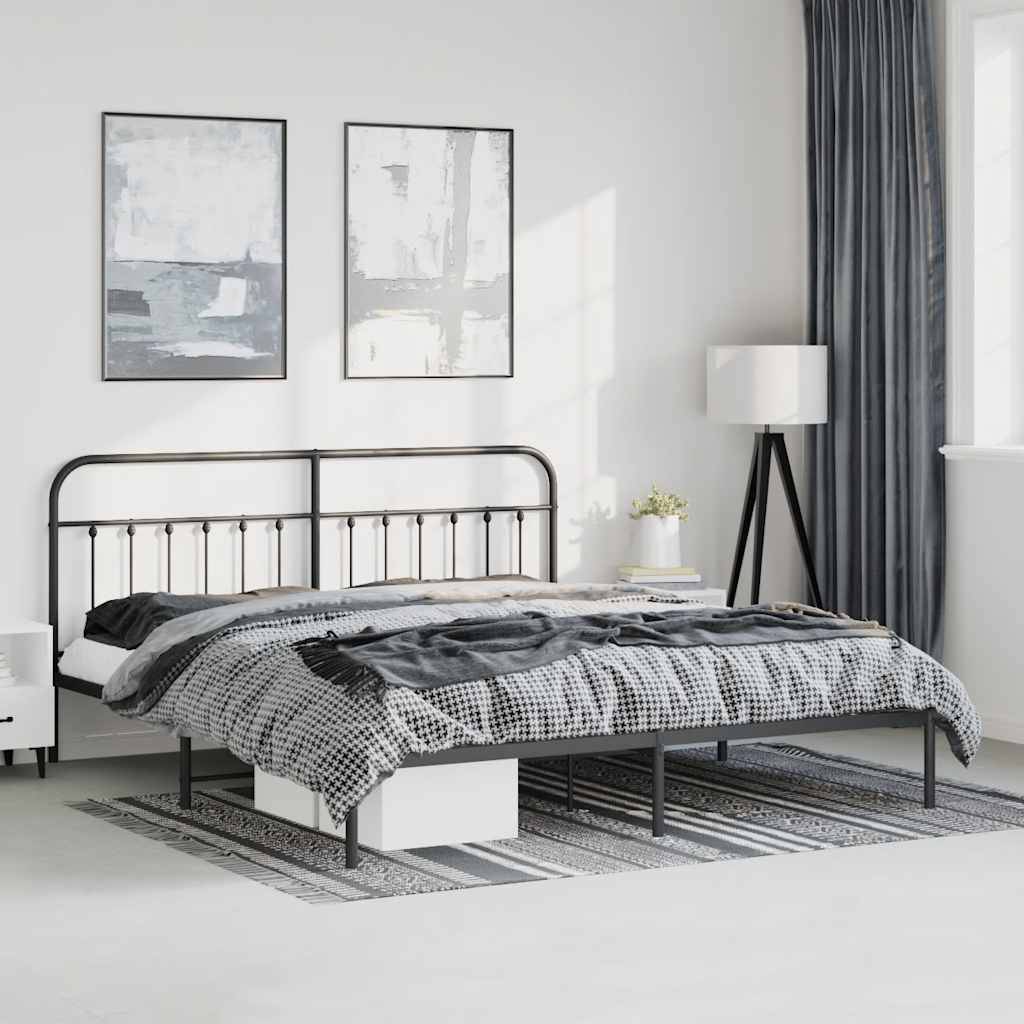 vidaXL Bettgestell mit Kopfteil Metall Schwarz 193x203 cm