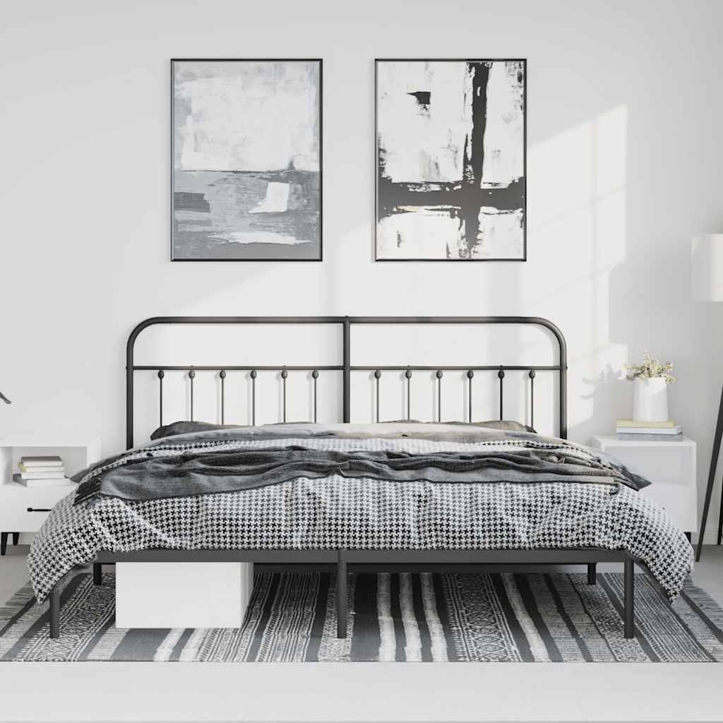 vidaXL Bettgestell mit Kopfteil Metall Schwarz 193x203 cm