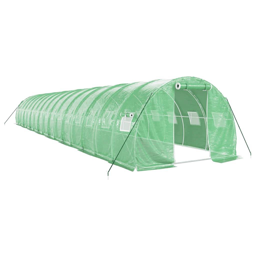vidaXL Gewächshaus mit Stahlrahmen Grün 48 m² 16x3x2 m