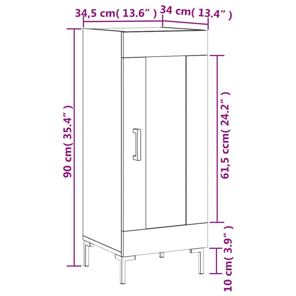 vidaXL Sideboard Betongrau 34,5x34x90 cm Holzwerkstoff