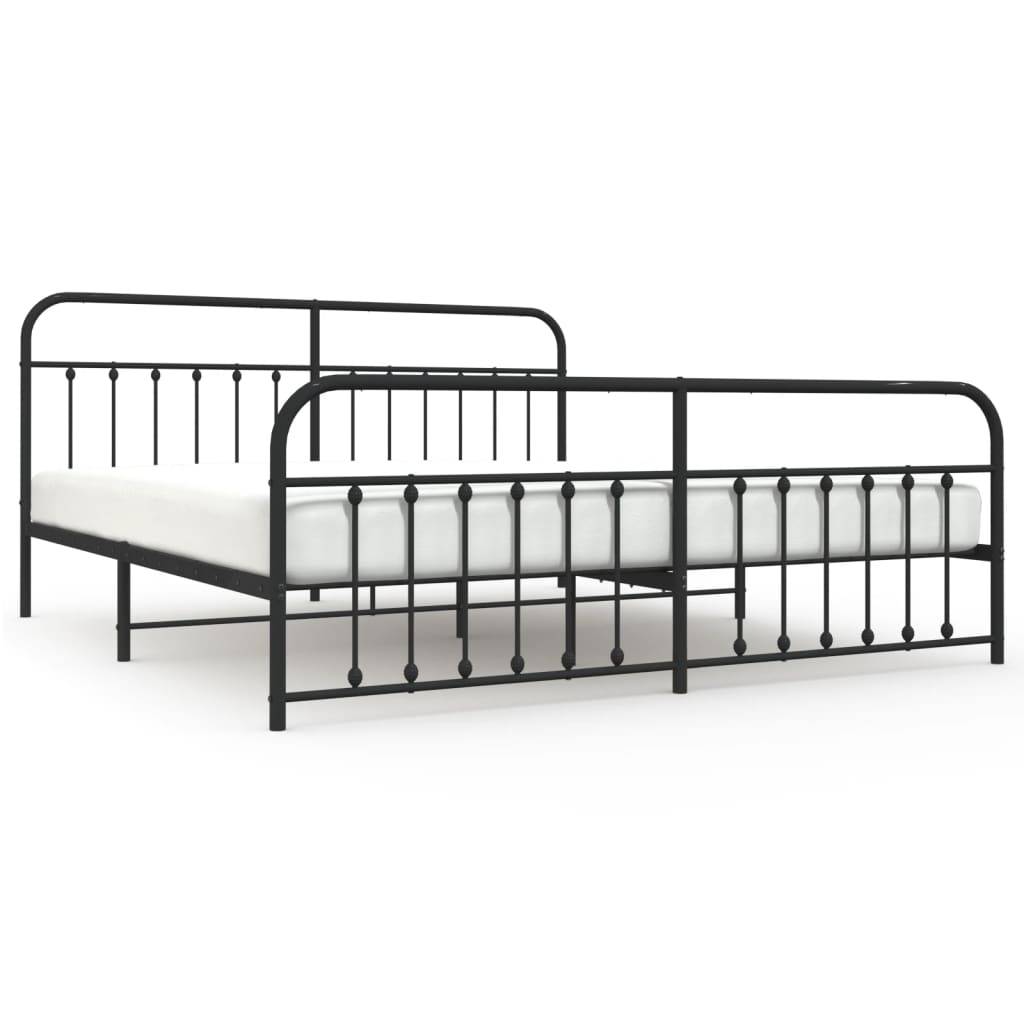 vidaXL Bettgestell mit Kopf- und Fußteil Metall Schwarz 200x200 cm