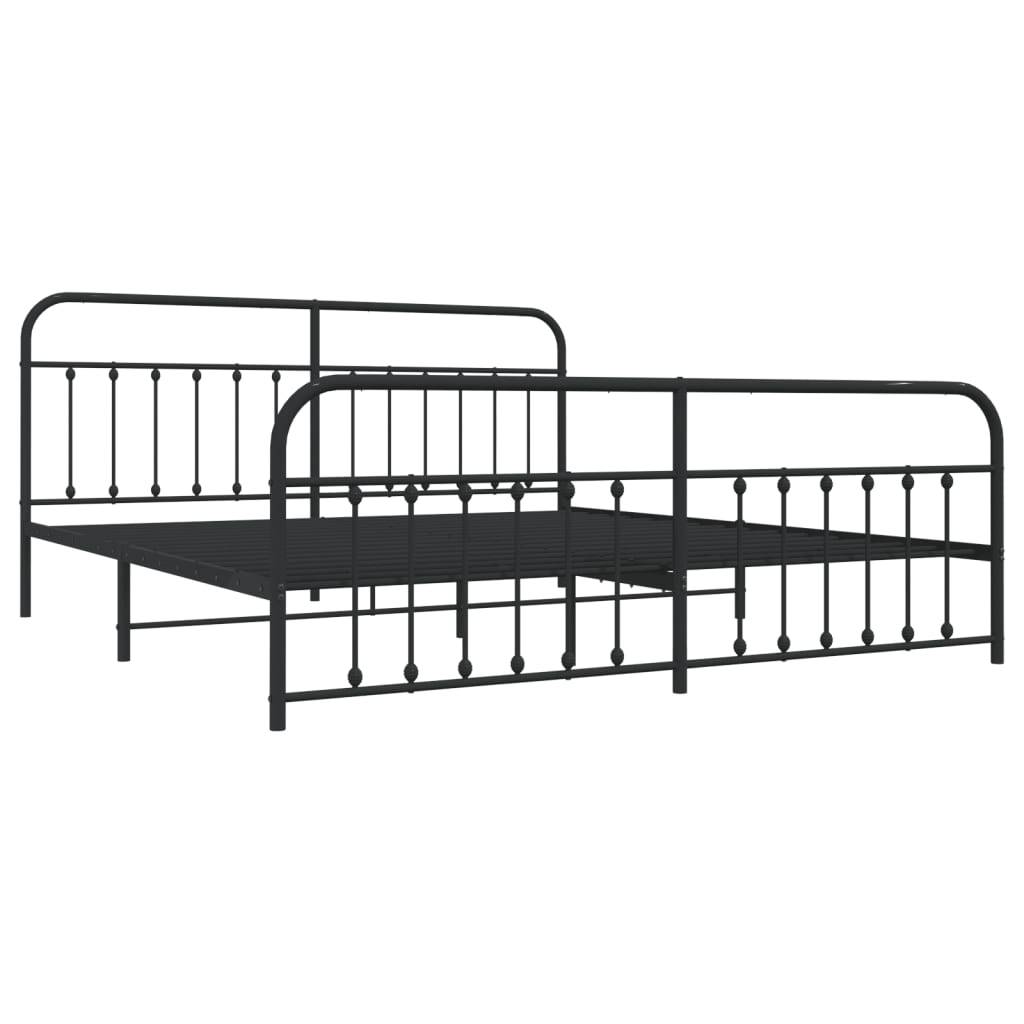 vidaXL Bettgestell mit Kopf- und Fußteil Metall Schwarz 200x200 cm