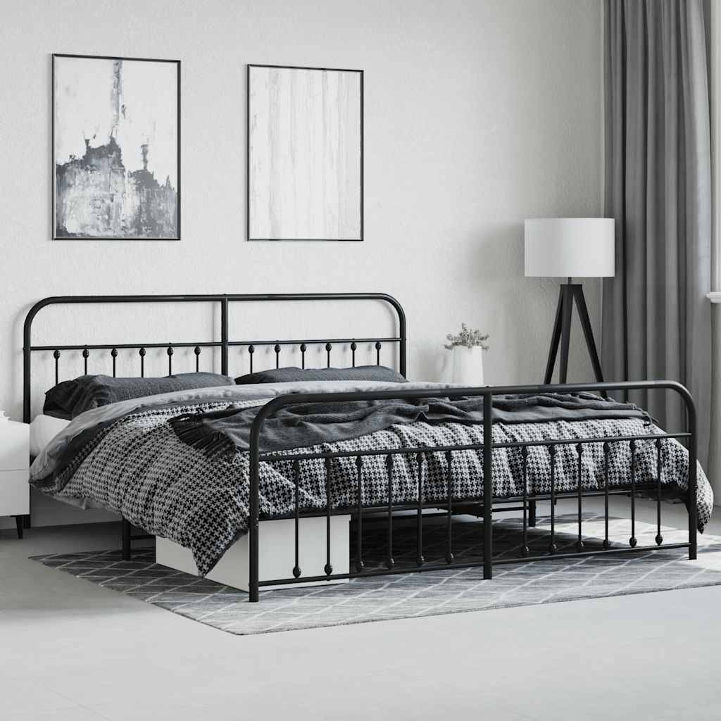 vidaXL Bettgestell mit Kopf- und Fußteil Metall Schwarz 200x200 cm
