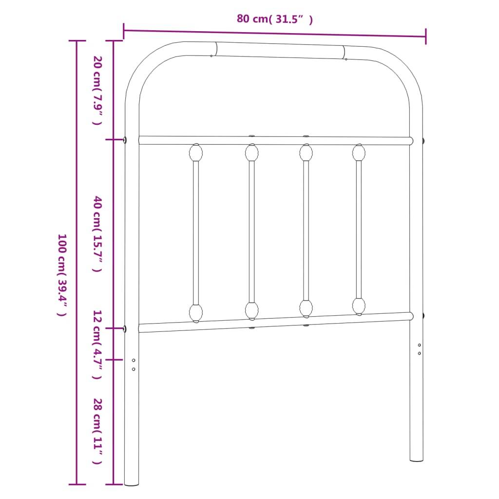 vidaXL Kopfteil Metall Weiß 75 cm