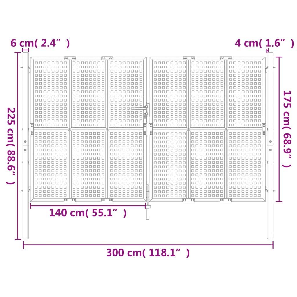 vidaXL Gartentor Anthrazit 300x175 cm Stahl