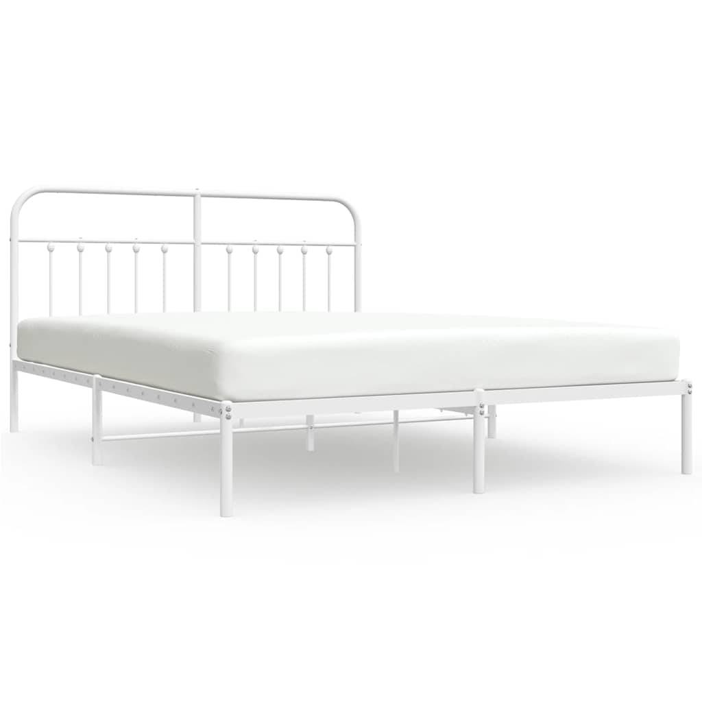 vidaXL Bettgestell mit Kopfteil Metall Weiß 180x200 cm