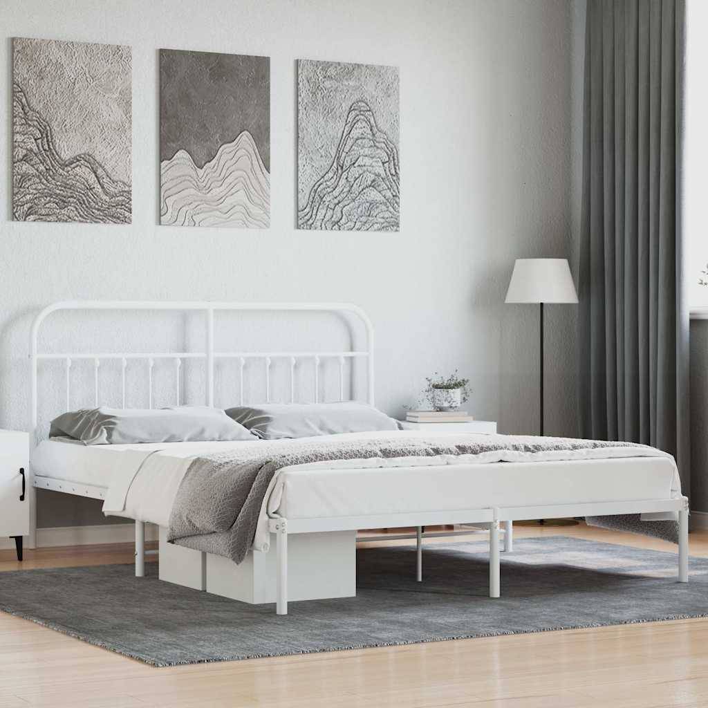 vidaXL Bettgestell mit Kopfteil Metall Weiß 180x200 cm