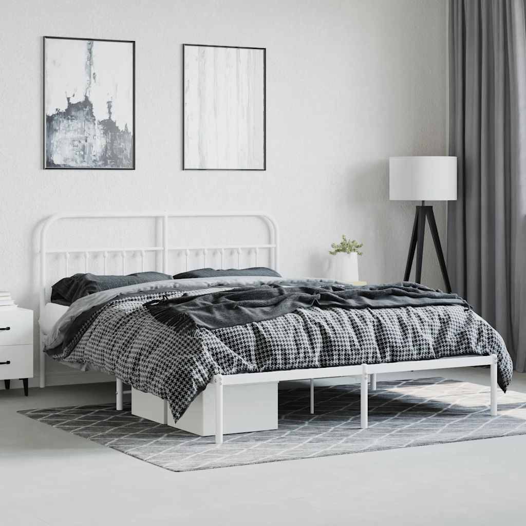 vidaXL Bettgestell mit Kopfteil Metall Weiß 180x200 cm