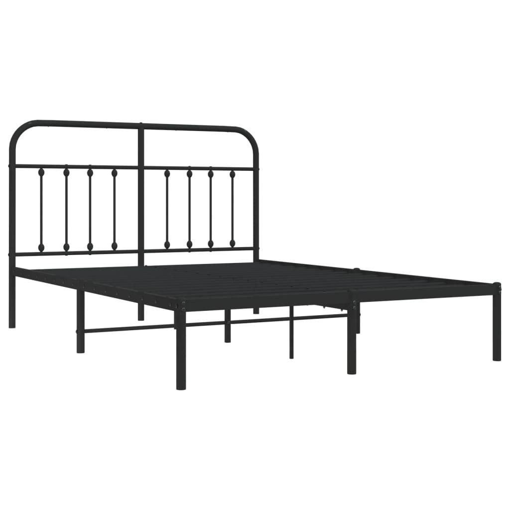 vidaXL Bettgestell mit Kopfteil Metall Schwarz 140x190 cm