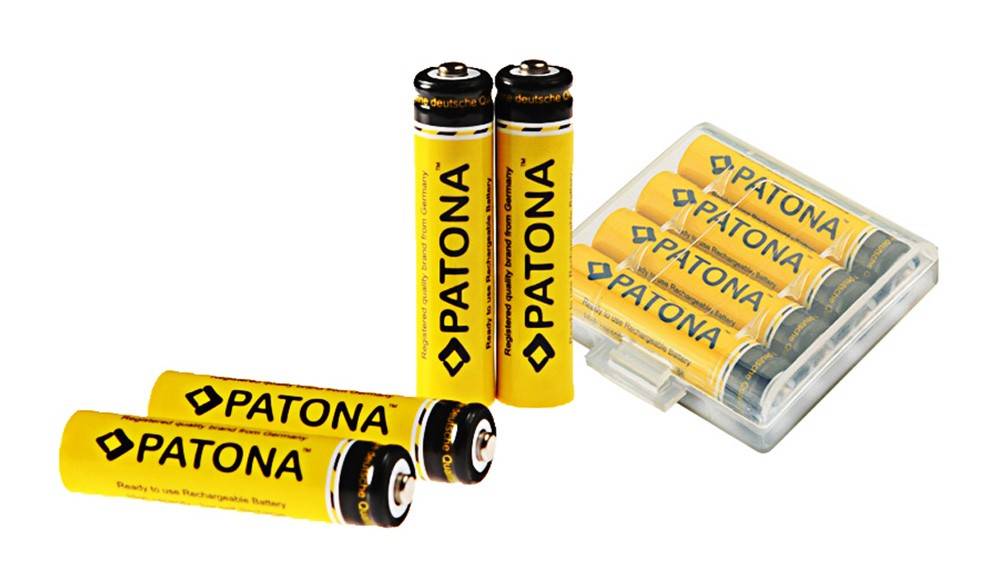 PATONA 4x Wiederaufladbare Zelle für Micro AAA LR3 LR03 900mAh – inkl. Aufbewahrungsbox