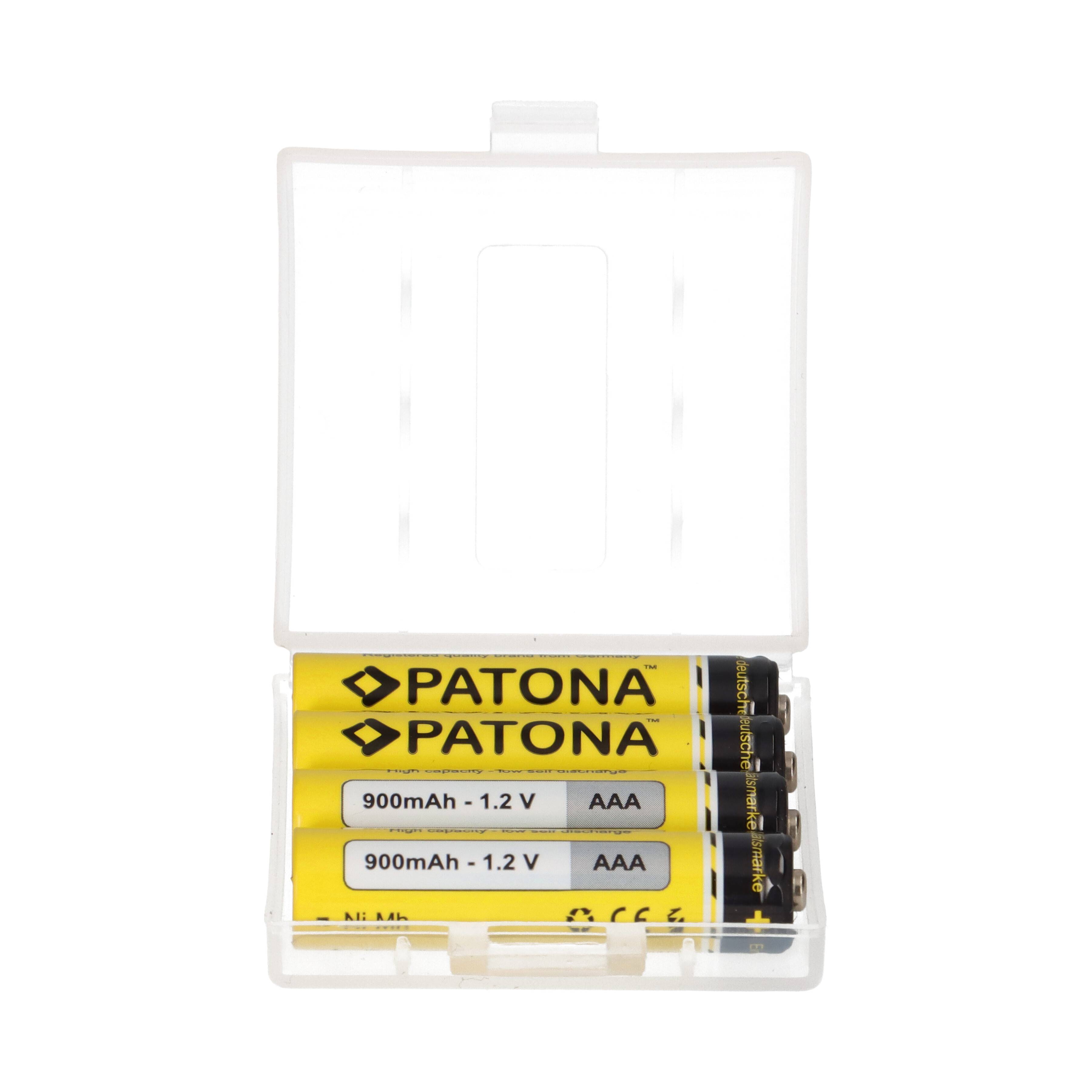 PATONA 4x Wiederaufladbare Zelle für Micro AAA LR3 LR03 900mAh – inkl. Aufbewahrungsbox