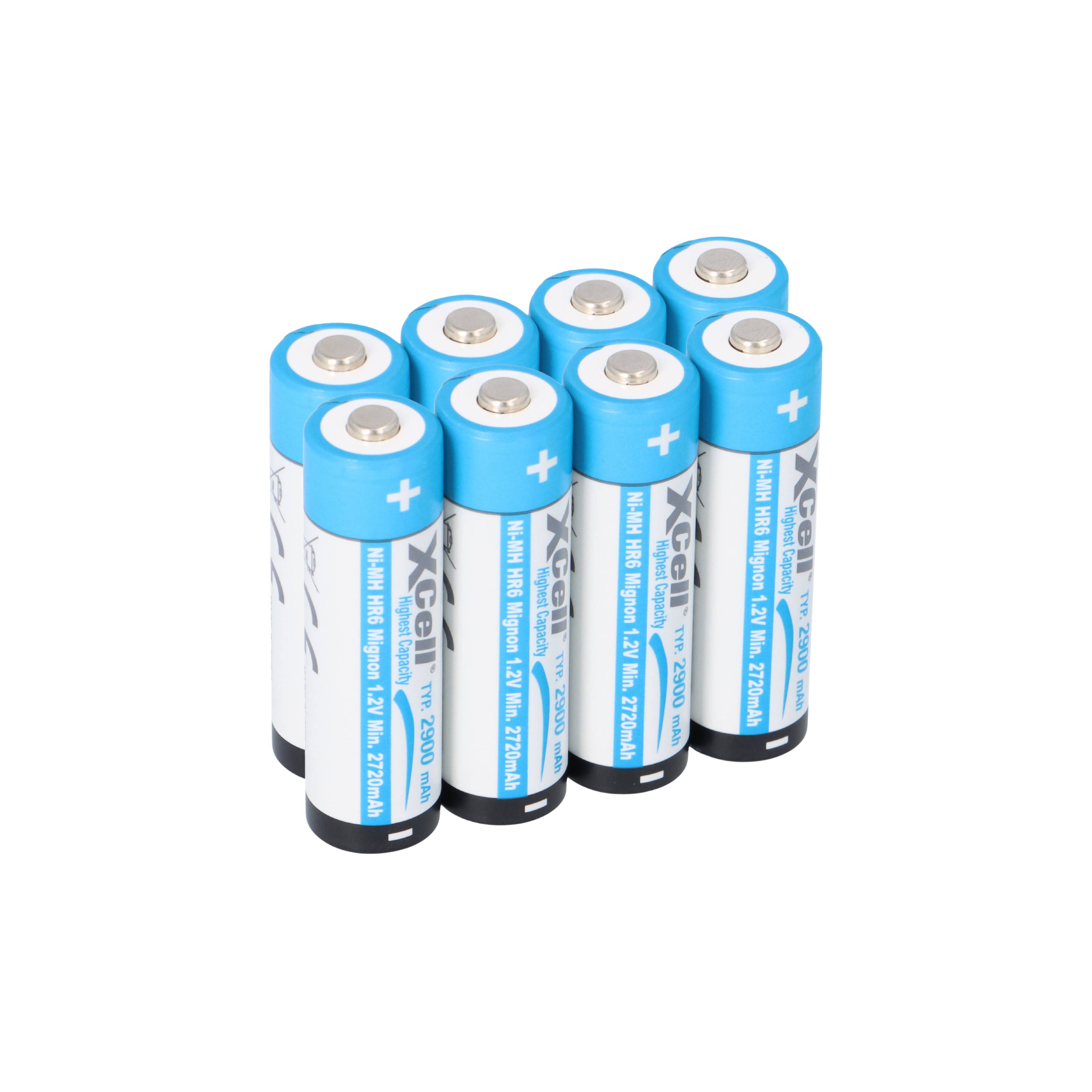 8x XCell Mignon AA Akku Ni-MH 1,2V 2900mAh