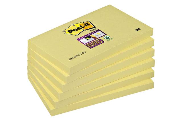3M - Post-It 655-6SSCY, Rechteck, Gelb, 76 mm, 127 mm, 90 Blätter