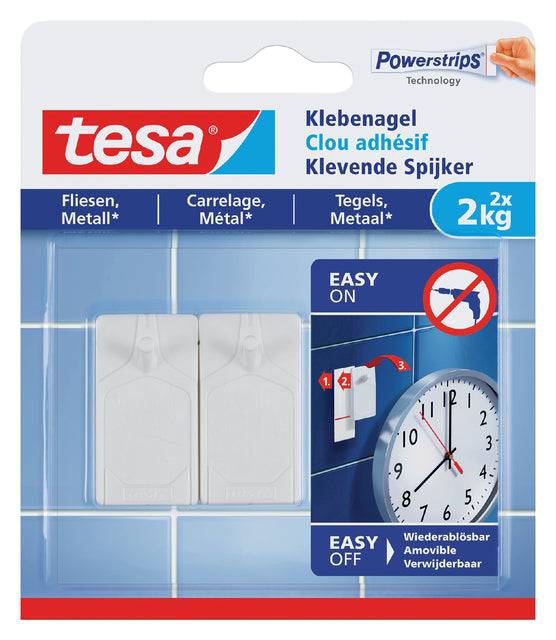 TESA 77762-00000-01, Drinnen, Universalhaken, Weiß, Polystyrol, Klebestreifen, 2 kg