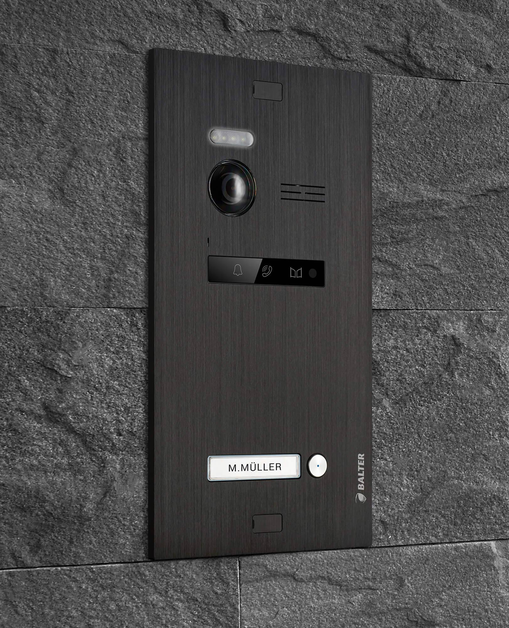 Video Türsprechanlage für 1 Familienhaus, 3x Monitore, Balter EVO Schwarz