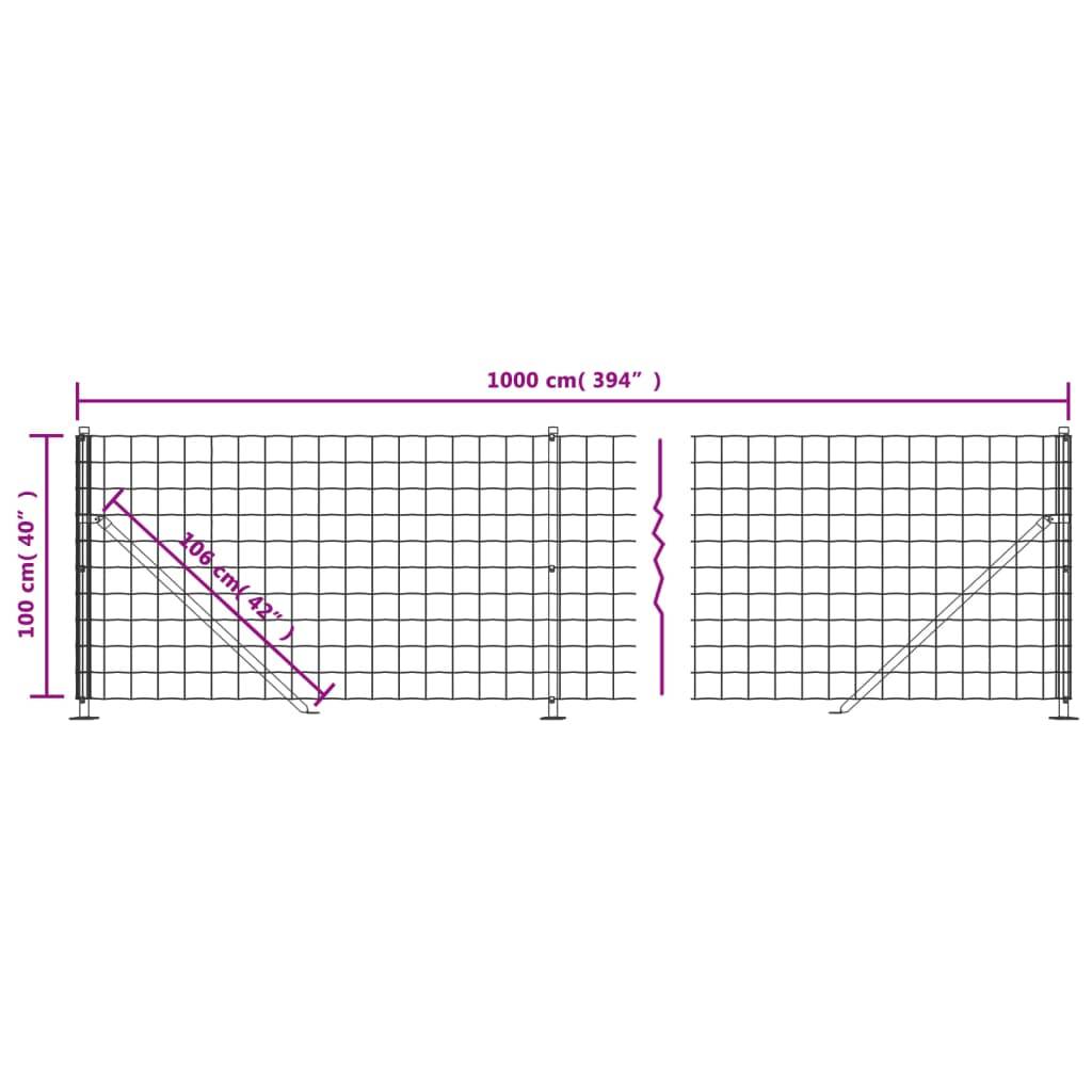 vidaXL Maschendrahtzaun mit Bodenflansch Grün 1x10 m