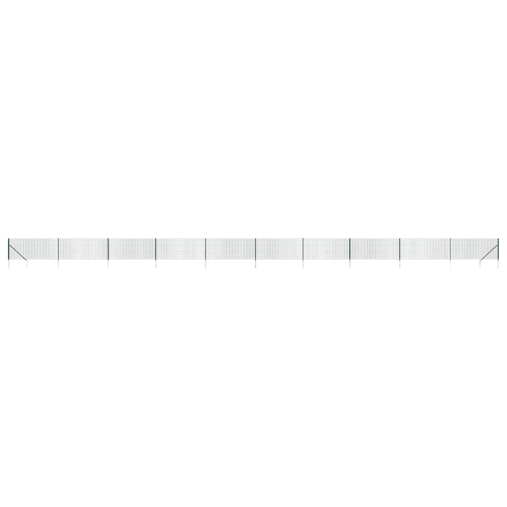 vidaXL Maschendrahtzaun mit Bodenhülsen Grün 0,8x25 m
