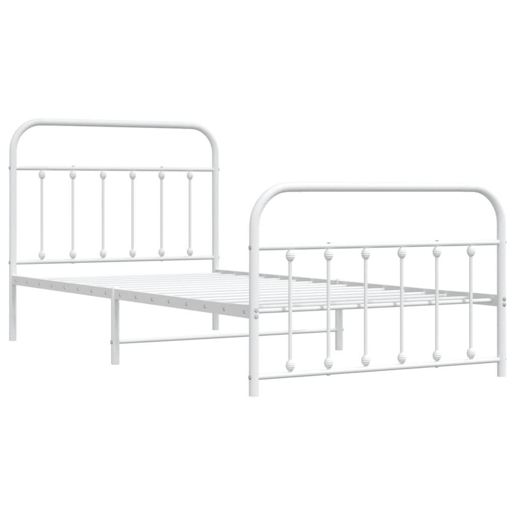 vidaXL Bettgestell mit Kopf- und Fußteil Metall Weiß 107x203 cm