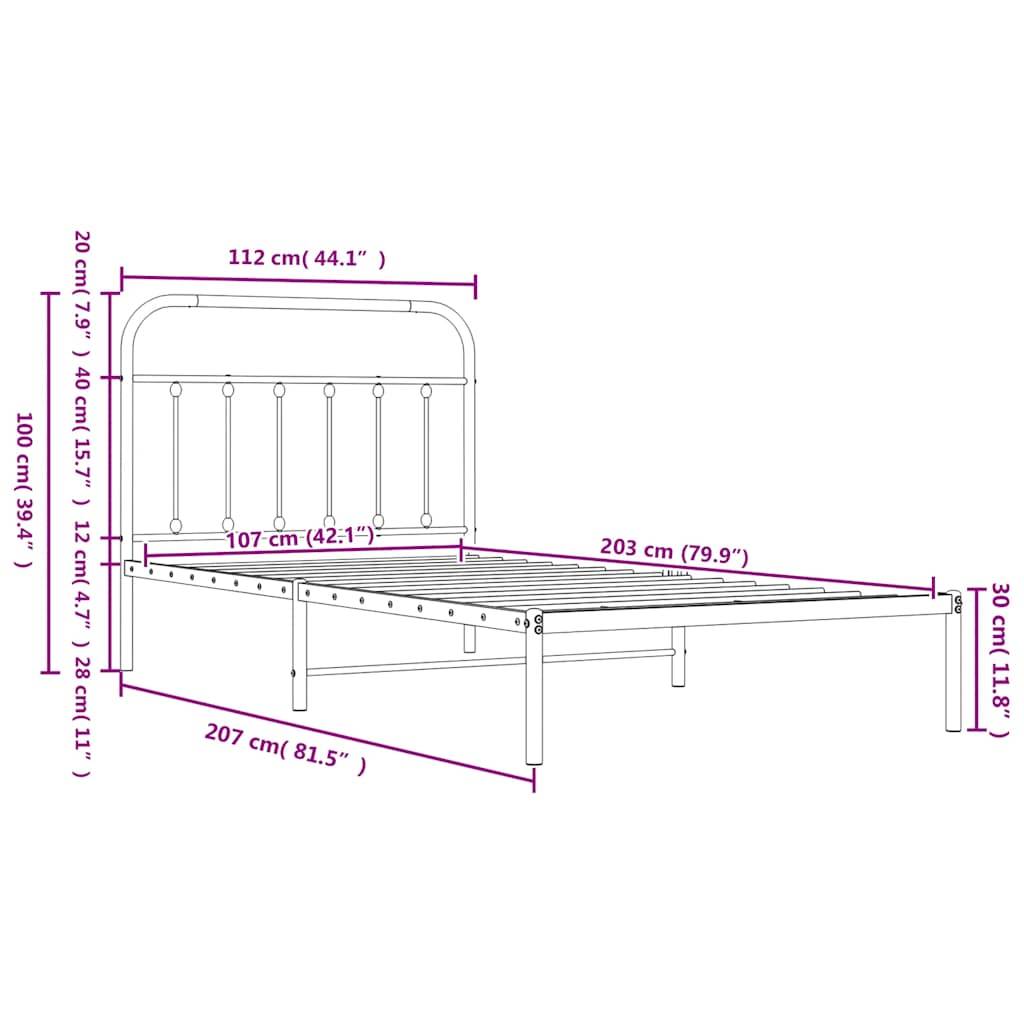 vidaXL Bettgestell mit Kopf- und Fußteil Metall Weiß 107x203 cm