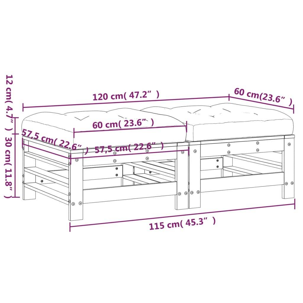 vidaXL Gartenhocker mit Kissen 2 Stk. Kiefernholz Imprägniert