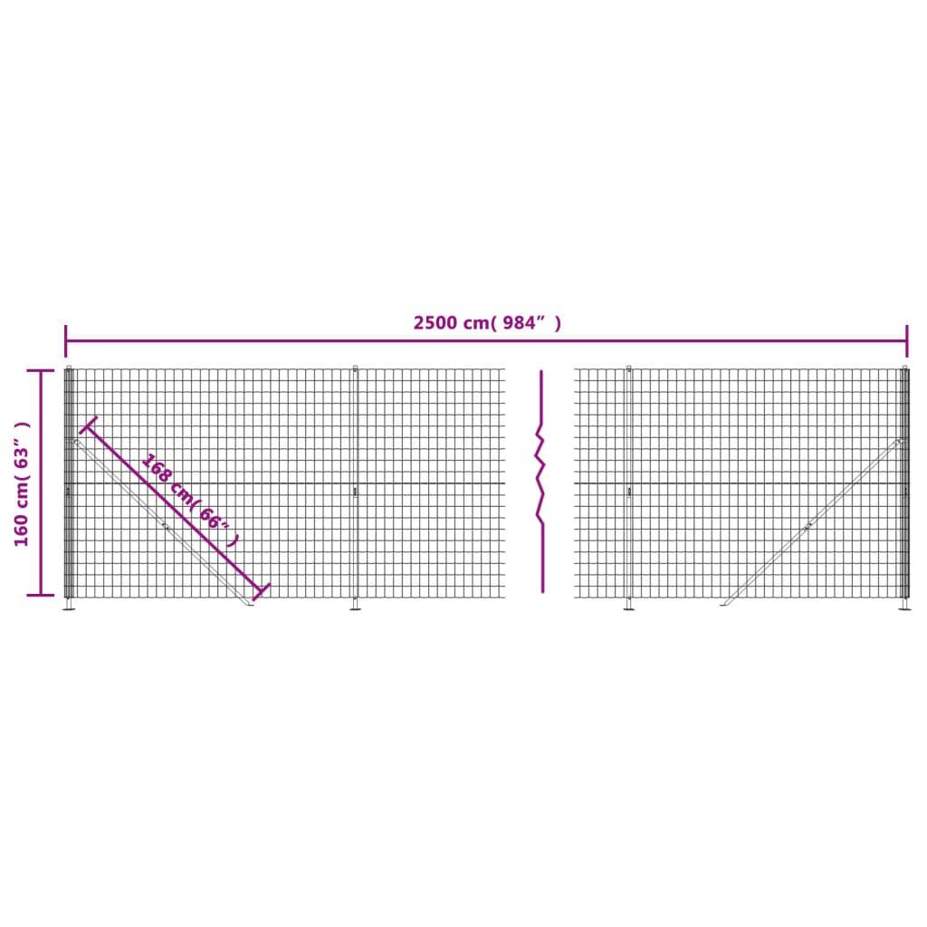 vidaXL Maschendrahtzaun mit Bodenflansch Grün 1,6x25 m