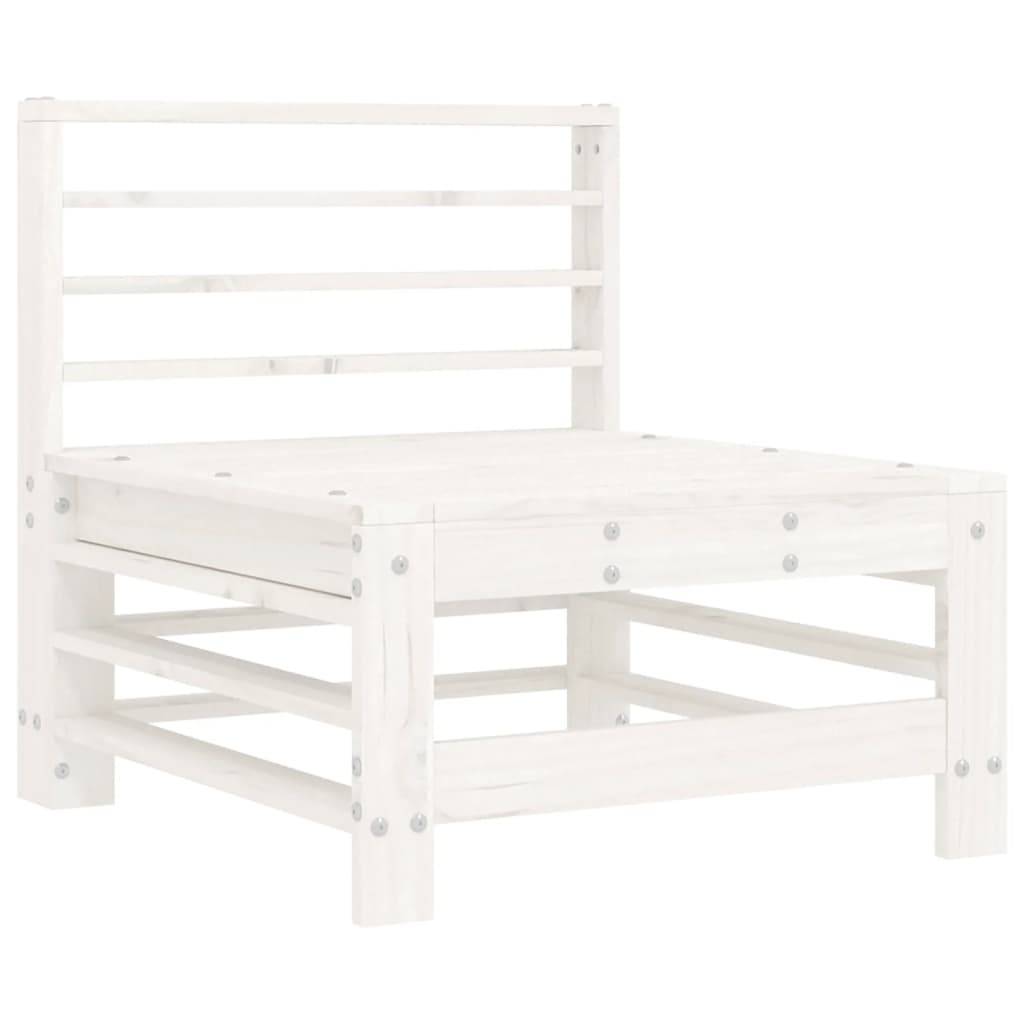 vidaXL Mittelsofa mit Kissen Weiß Massivholz Kiefer