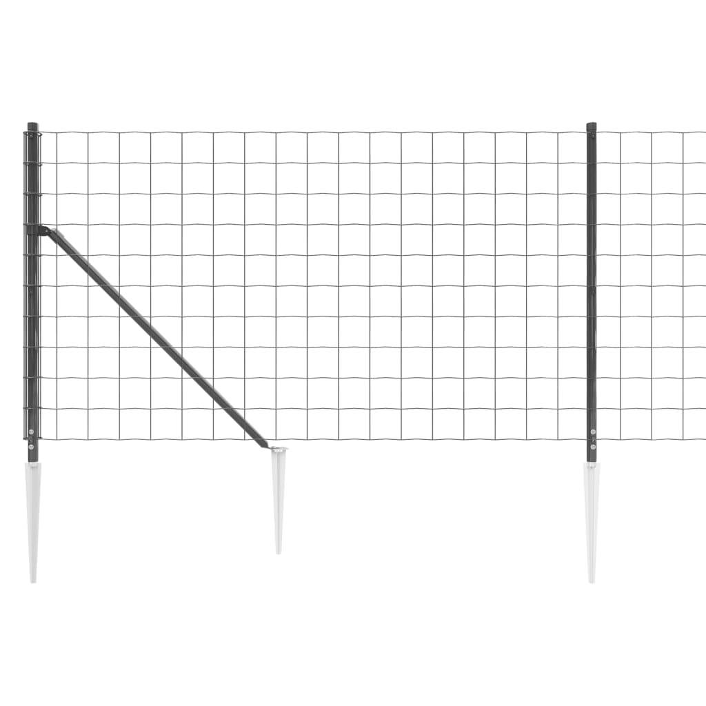 vidaXL Maschendrahtzaun mit Bodenhülsen Anthrazit 1x25 m