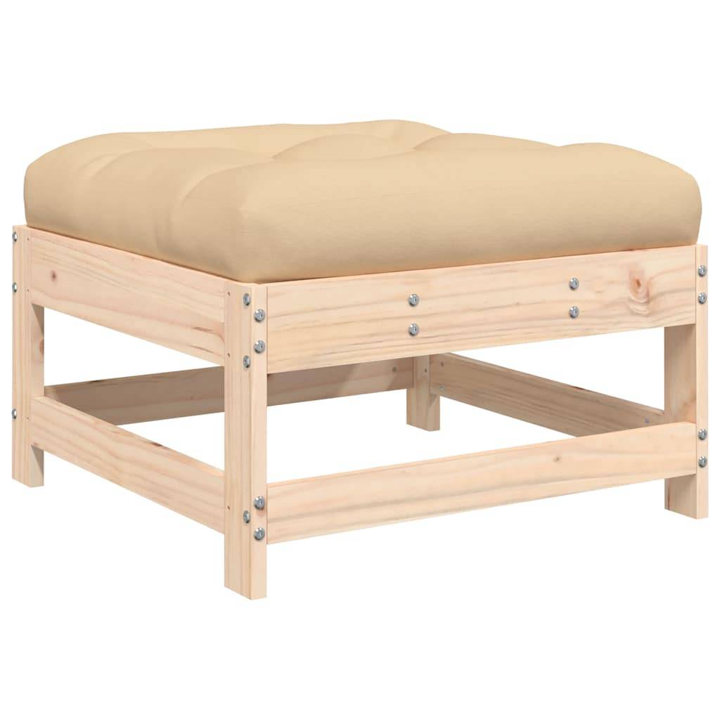vidaXL Gartenhocker mit Kissen Massivholz Kiefer