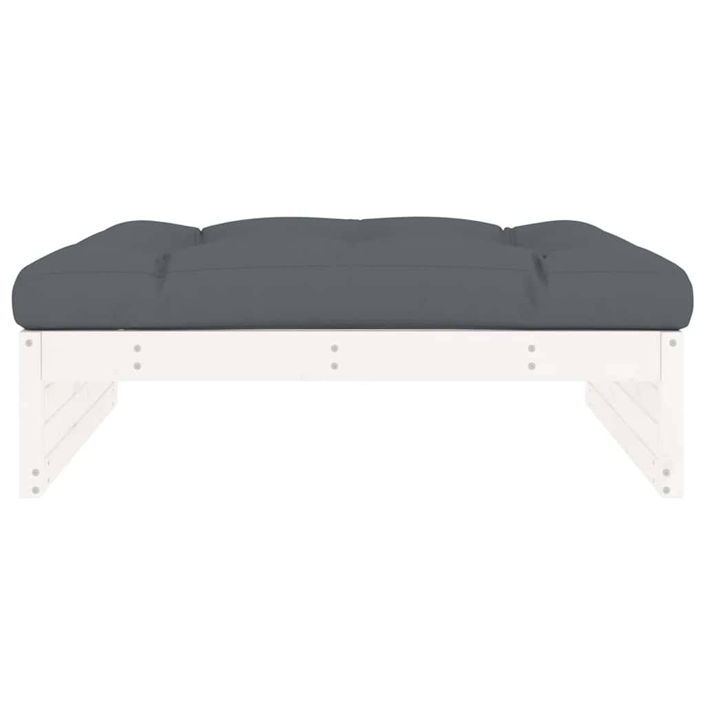 vidaXL Gartenhocker Weiß 120x80 cm Massivholz Kiefer
