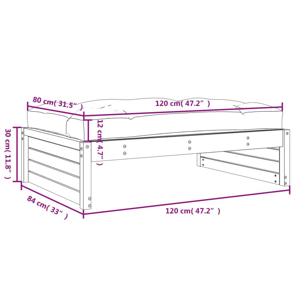 vidaXL Gartenhocker Weiß 120x80 cm Massivholz Kiefer