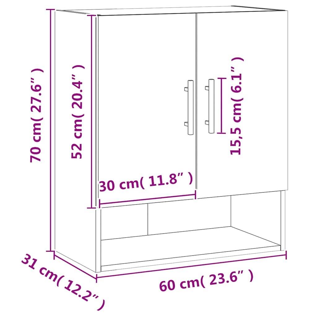 vidaXL Wandschrank Sonoma-Eiche 60x31x70 cm Holzwerkstoff