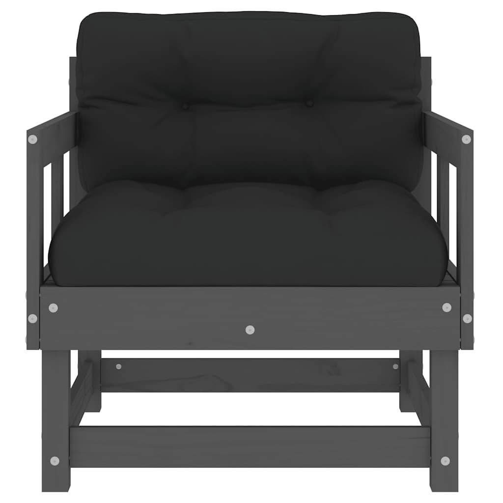 vidaXL Gartenstühle mit Kissen 2 Stk. Grau Massivholz Kiefer