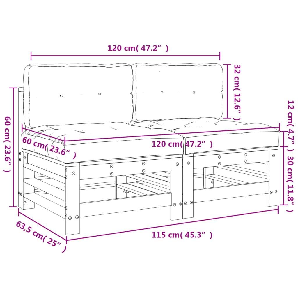 vidaXL Mittelsofas mit Kissen 2 Stk. Massivholz Kiefer