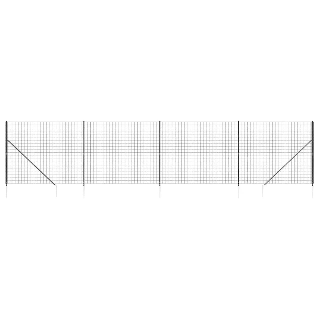 vidaXL Maschendrahtzaun mit Bodenhülsen Anthrazit 1,6x10 m