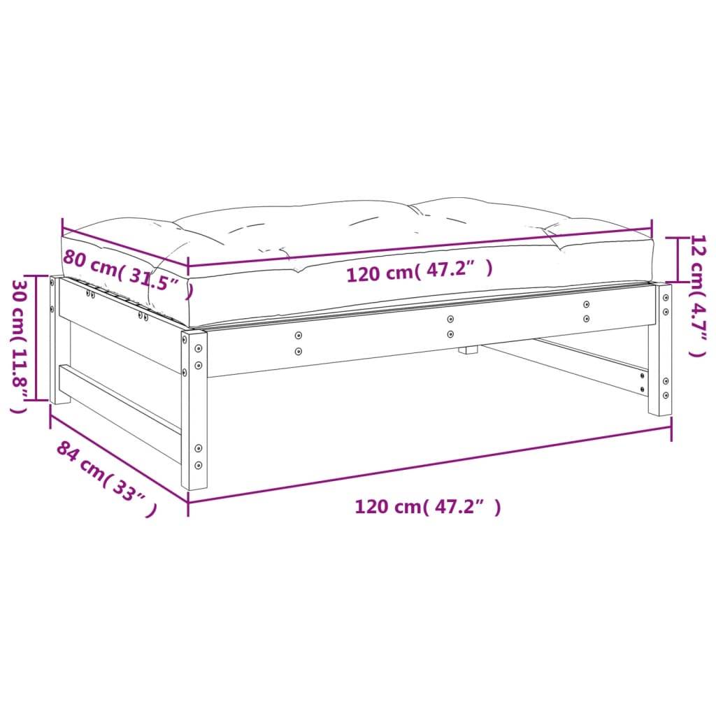 vidaXL Gartenhocker Grau 120x80 cm Massivholz Kiefer
