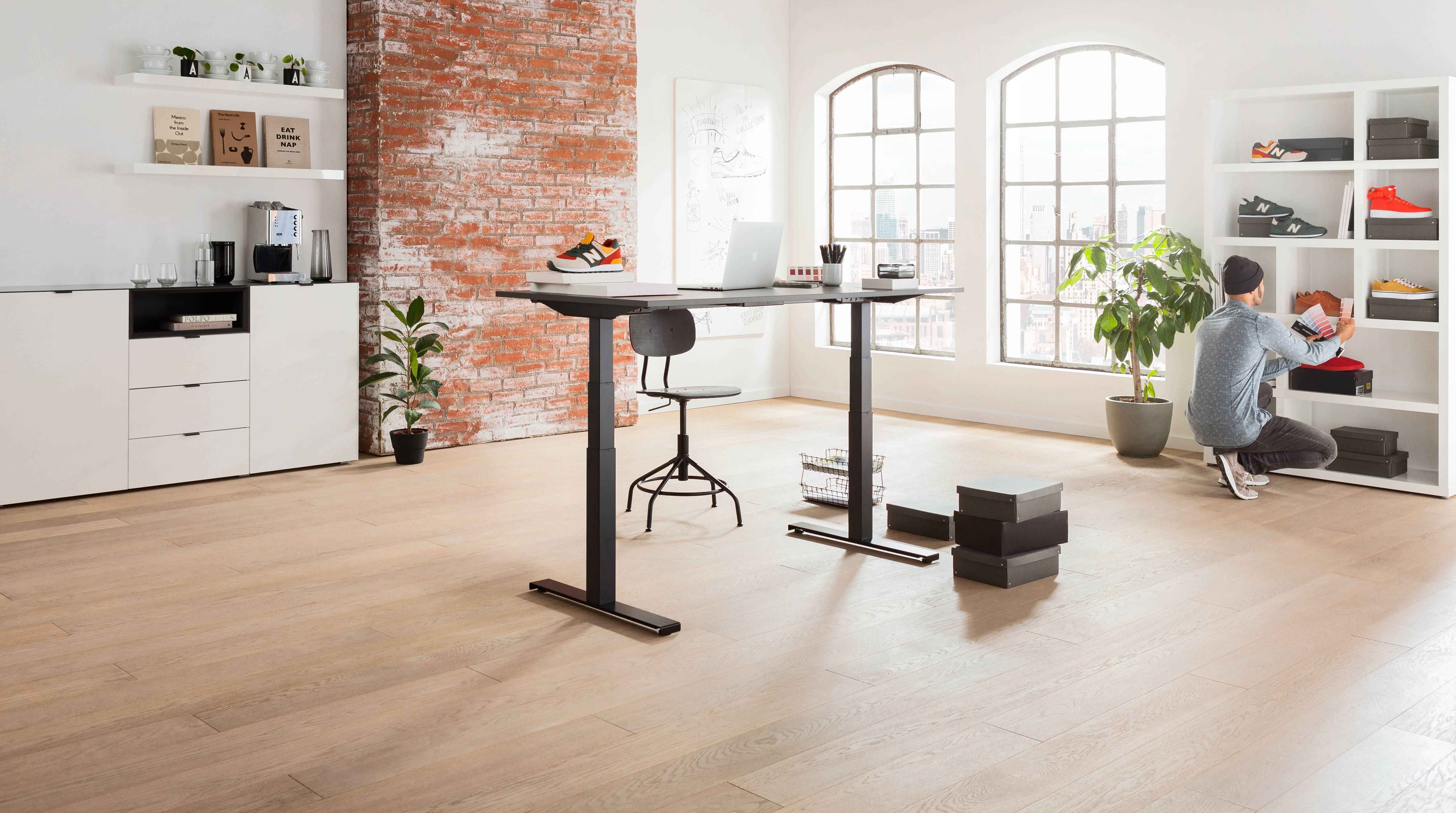 SoldanOffice Sitz-/Steh-Schreibtisch, elektrisch verstellbar, BxTxH 1600x800x600-1250 mm, Asteiche