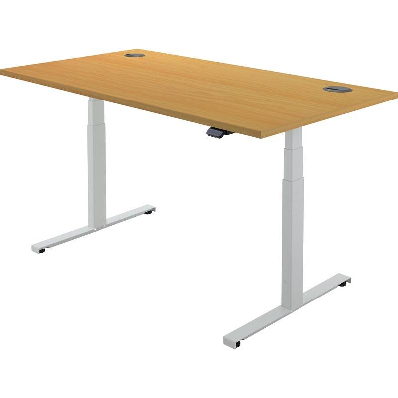 SoldanOffice Sitz-/Steh-Schreibtisch, elektrisch verstellbar, BxTxH 1600 x 800 x 600-1250 mm, Buche