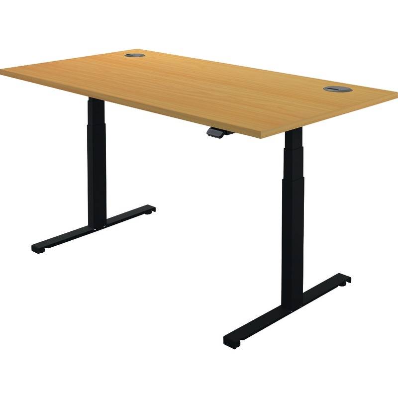 SoldanOffice Sitz-/Steh-Schreibtisch, elektrisch verstellbar, BxTxH 1600 x 800 x 600-1250 mm, Buche