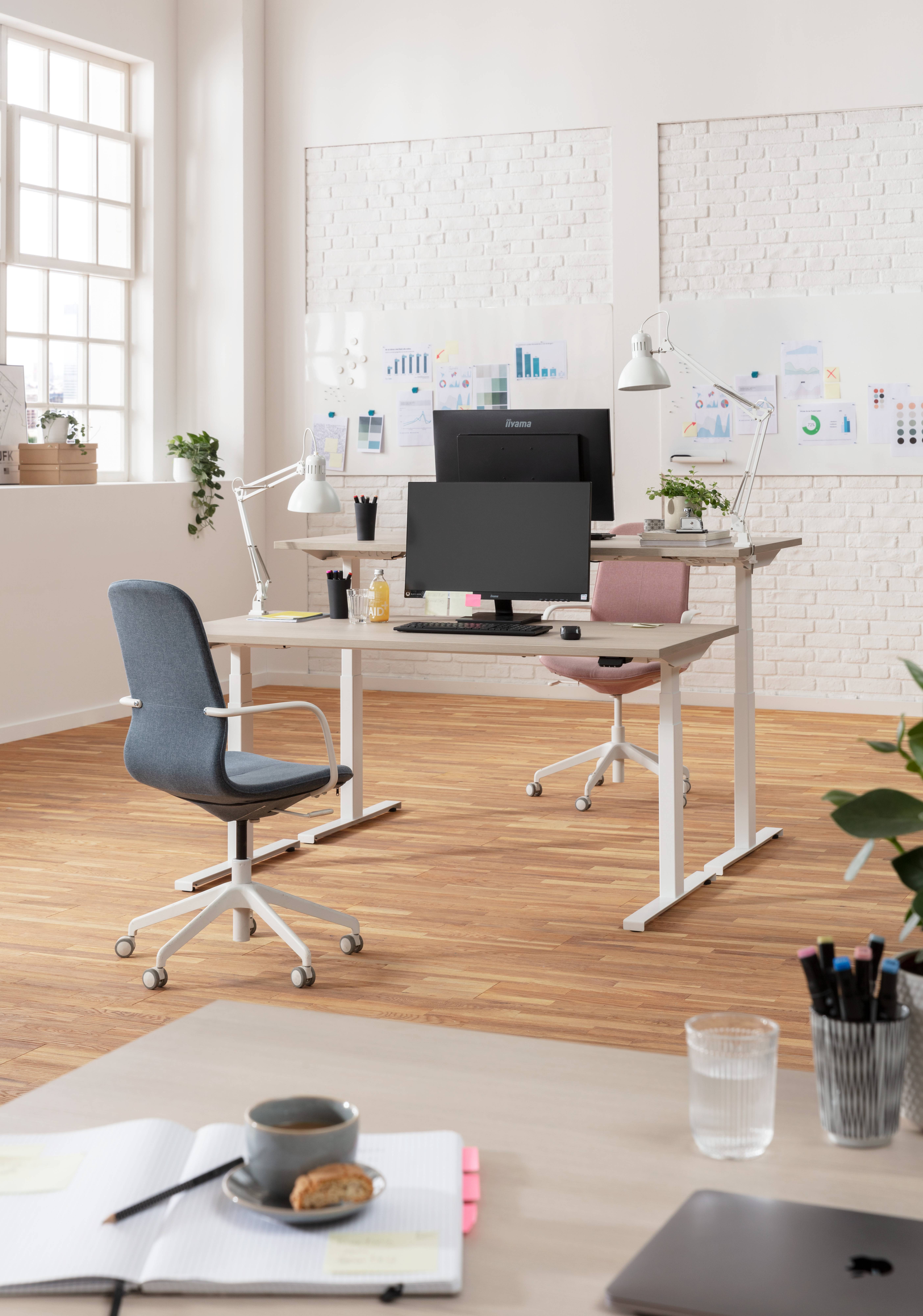 SoldanOffice Sitz-/Steh-Schreibtisch, elektrisch verstellbar, BxTxH 1600x800x600-1250 mm, weiß/weiß