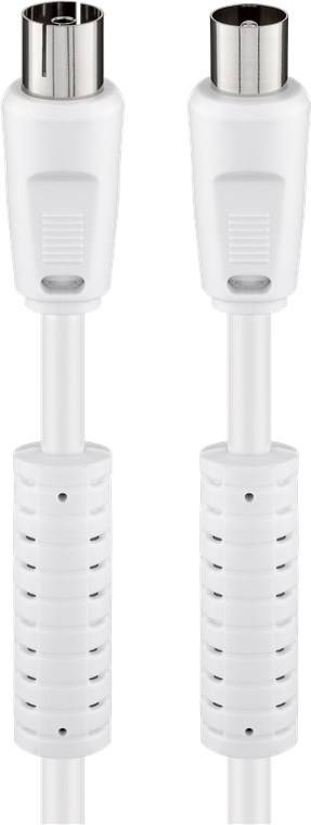Goobay 50742 Antennenkabel Koax Stecker auf Koax Buchse / SAT Kabel 80 dB Koaxialkabel Satellitenkabel / Weiß / 3,5m