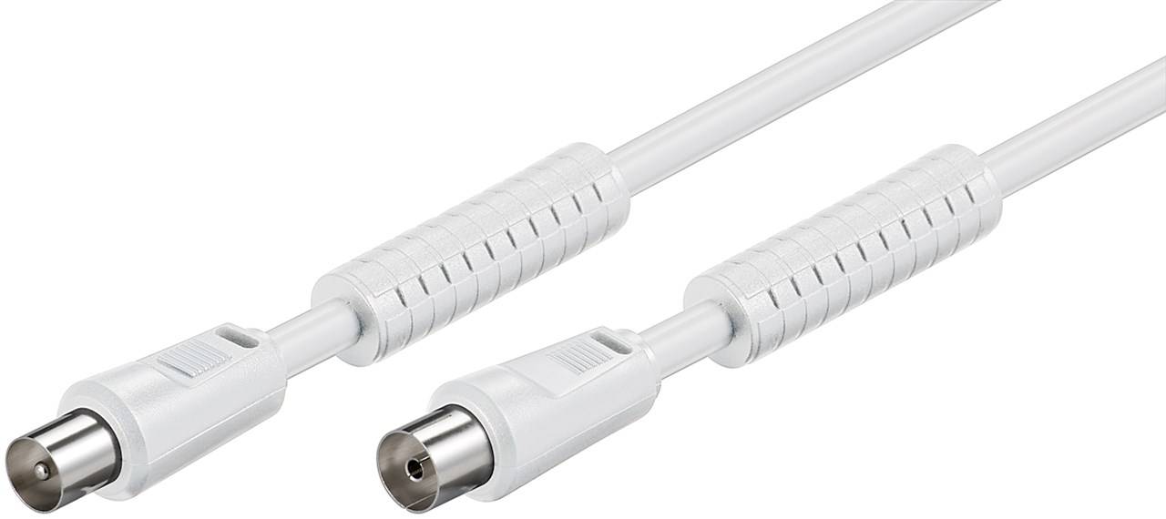 Goobay 50722 Antennenkabel Koax Stecker auf Koax Buchse / SAT Kabel 80 dB Koaxialkabel Satellitenkabel / Weiß / 10m