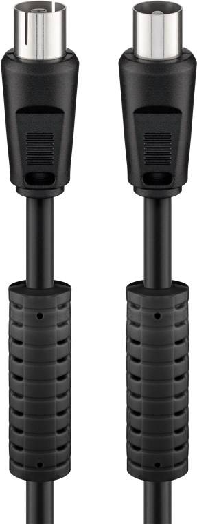 Goobay 50728 Antennenkabel Koax Stecker auf Koax Buchse / SAT Kabel 80 dB Koaxialkabel Satellitenkabel / Schwarz / 1,5m