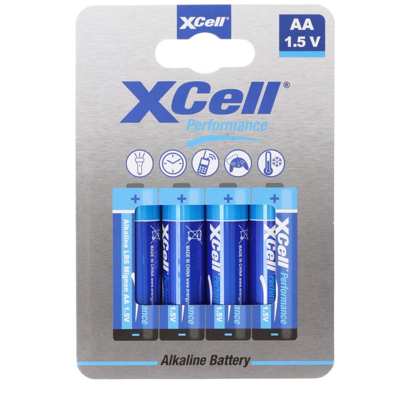 XCell Batterie Alkaline Mignon, AA, LR6, umweltfreundliche Verpackung, 4er Blister