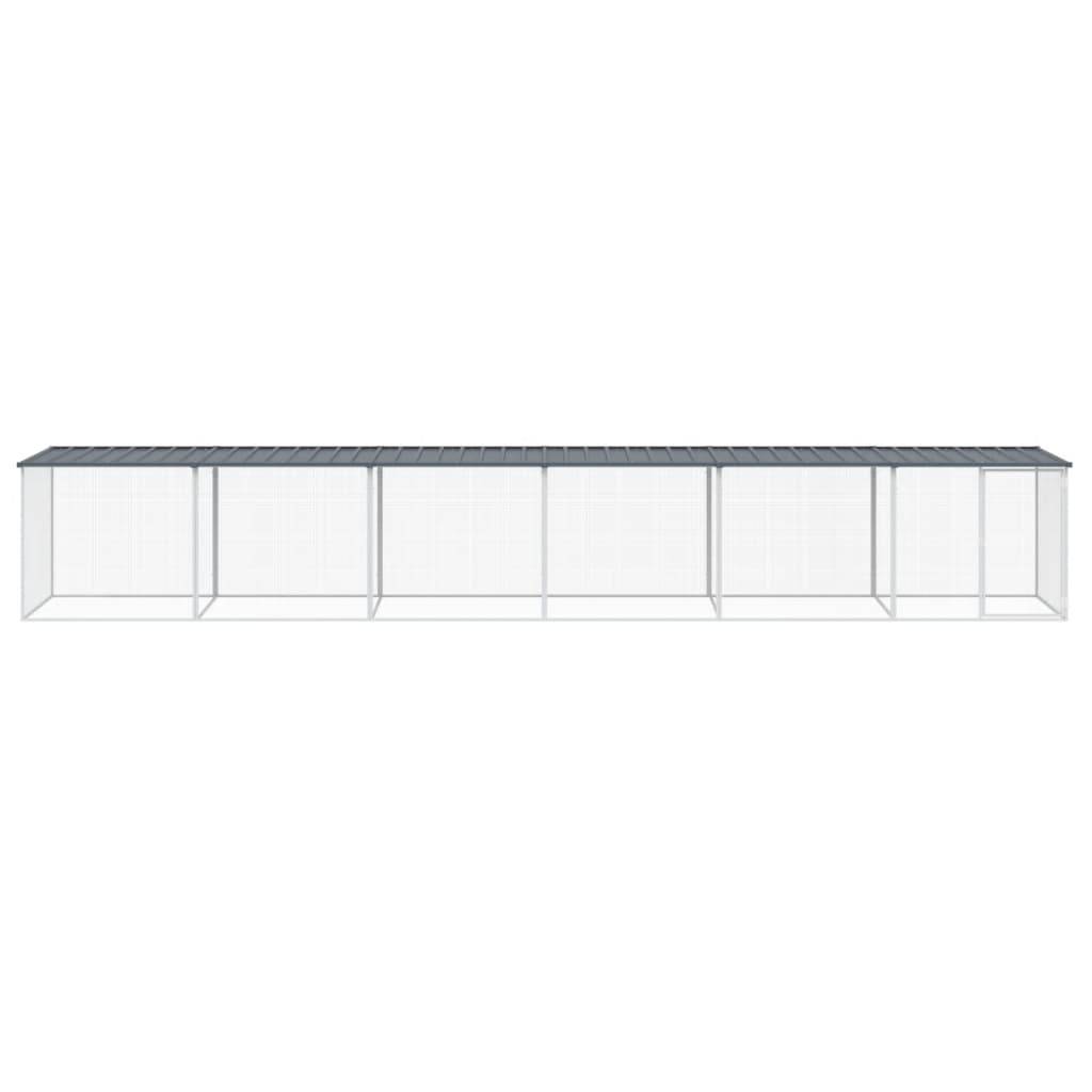 vidaXL Hühnerkäfig mit Dach Anthrazit 603x98x90 cm Verzinkter Stahl