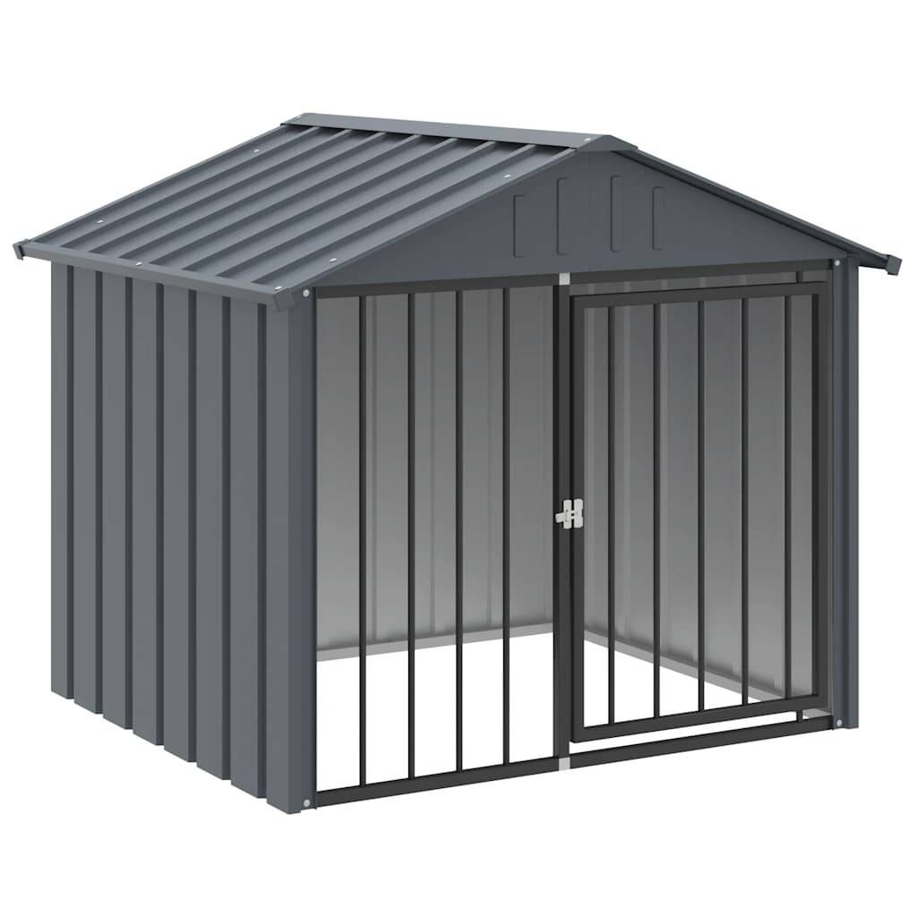 vidaXL Hundehütte mit Dach Schwarz 117x103x102 cm Verzinkter Stahl