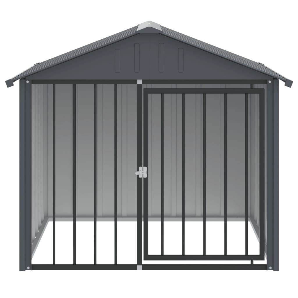 vidaXL Hundehütte mit Dach Schwarz 117x103x102 cm Verzinkter Stahl