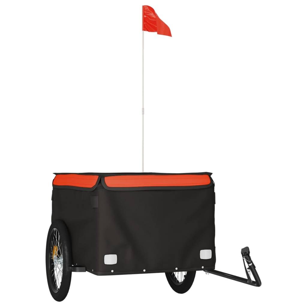 vidaXL Fahrradanhänger Schwarz und Orange 45 kg Eisen