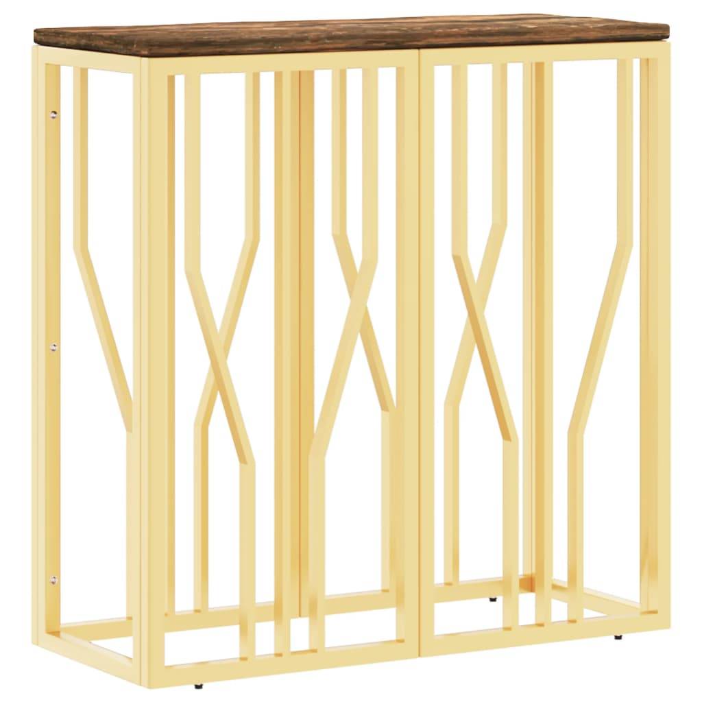vidaXL Konsolentisch Golden Edelstahl und Altholz Massiv