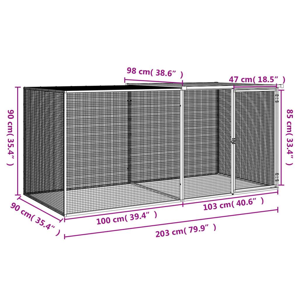 vidaXL Hühnerkäfig mit Dach Anthrazit 203x98x90 cm Verzinkter Stahl